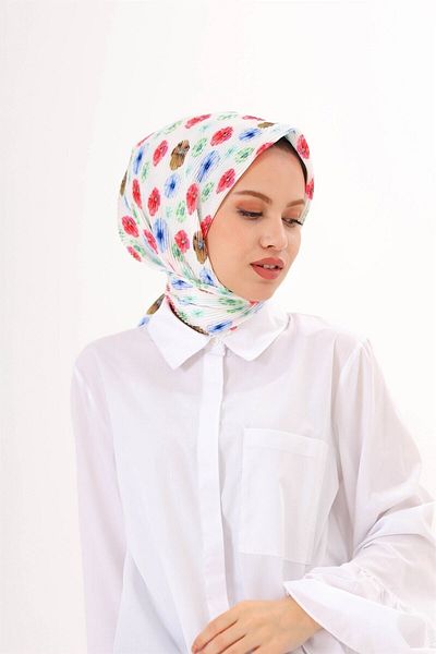 Mooncorn Γυναικείο Κόκκινο Φουλάρι Hijab με μοτίβο Efsun