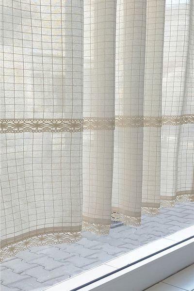 osmanlıhan Buldan Work Natural Linen Authentic Woven Handcrafted Curtain Kopanaki