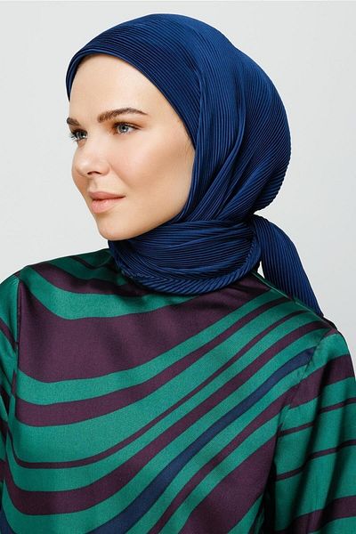 Mooncorn Φουλάρι Navy Blue Pleat