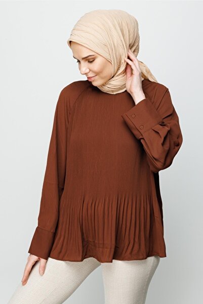 Mooncorn Φουλάρι από μπαμπού με πλισέ μπεζ άμμου