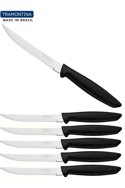 TRAMONTINA 6 Pieces - 22.5cm Laser Steak and Fruit Knife Black