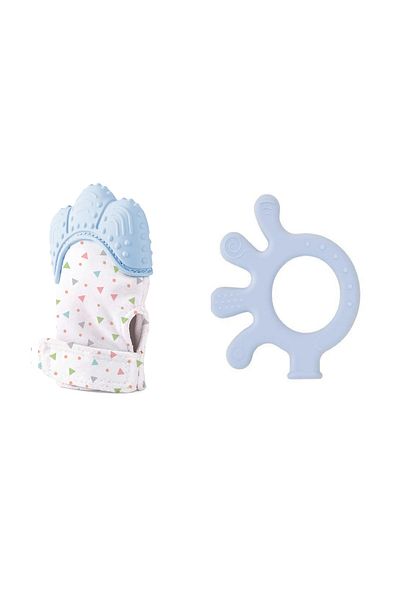 Babyjem طقم عضاضة للأسنان مكون من قطعتين، قفاز عضاضة للأخطبوط باللون الأزرق