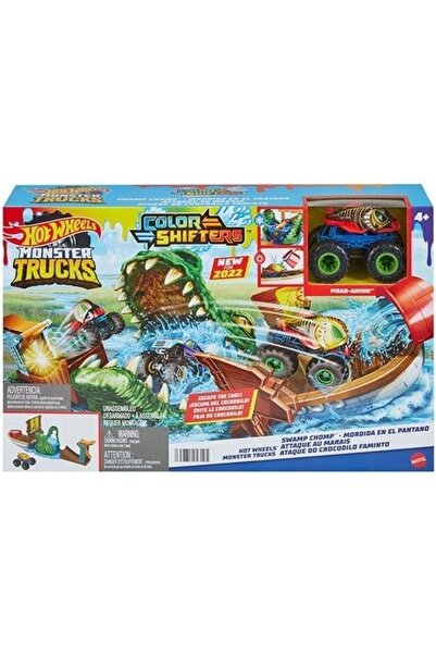 mattel Hot Wheels Monster Trucks Renk Değiştiren Araçlar Timsahtan Kaçış Oyun...