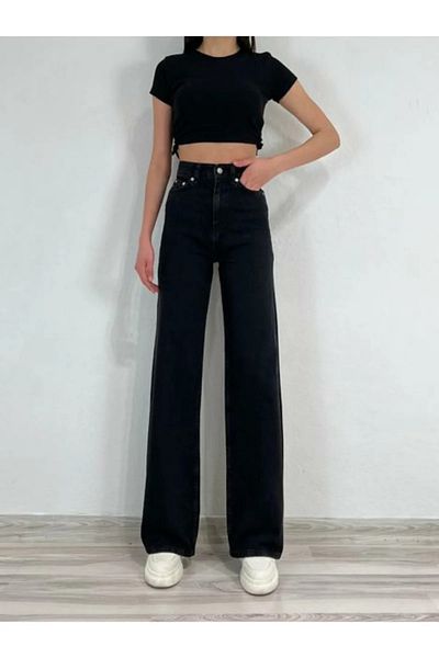 Geppetto Alicia Black Gold Allstar Icon Blue Jeans largi Jean Lycra Palazzo