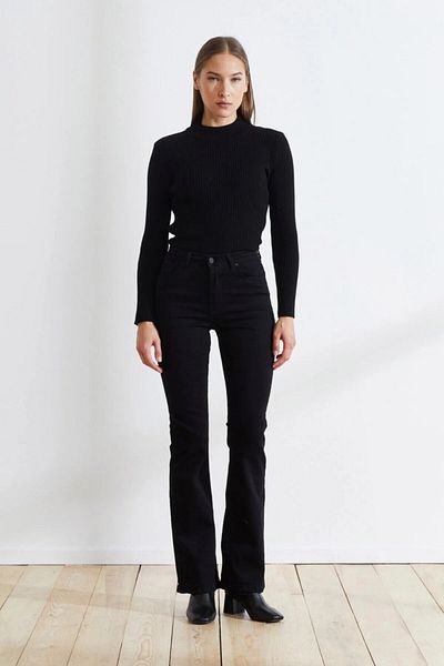 Geppetto Women's Selana Black Lycra Extra High Waist Spanish Leg Jeans Jean