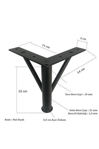 EYM 4 Bucăți Ac de păr Metal 15 Cm Negru Mat Mobilier Picior Scaun