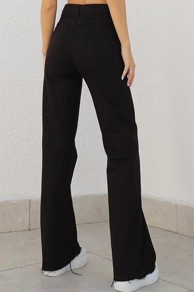 Geppetto Super High Waist Lycra Black Jeans - Wide Leg Jeans