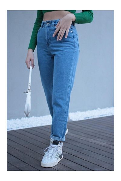 Geppetto Pantaloni Stella Blue Lycra Mom Jean