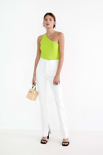 Geppetto White Slit High Waist Slim Flare Jeans