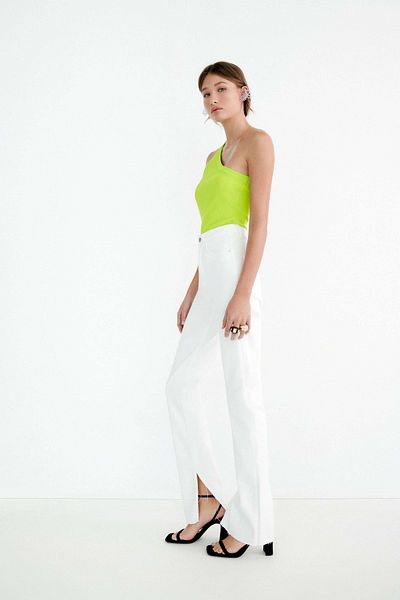 Geppetto White Slit High Waist Slim Flare Jeans