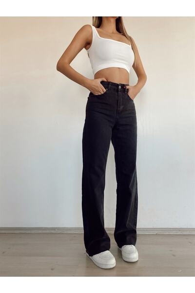 Geppetto Black High Waist Wide Leg Women's Jeans - 2505