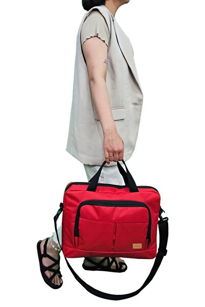 woys 15.6 حقيبة كمبيوتر حقيبة كمبيوتر محمول باللون الأحمر