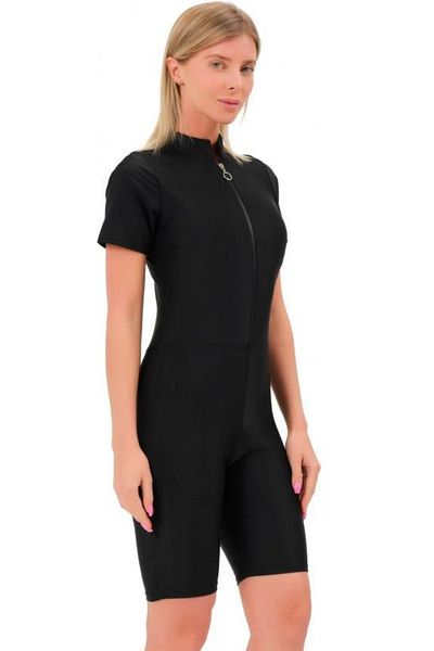 İYİBU Short Sleeve Swimsuit with Shorts Swimsuit Black