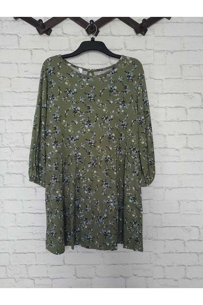 anne moda ankara Βισκόζη, λύκρα, λεπτό, λουλουδάτο, αδιάβροχο, μανίκια τριών τετάρτων, μίνι φόρεμα ή τουνίκ