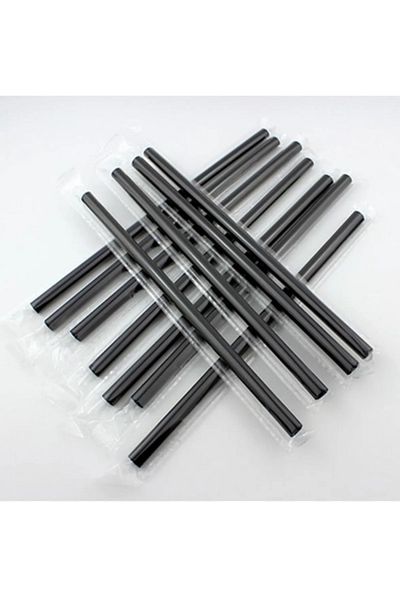 Miopack Black Wrapped Frozen Straw Single Wrap Black Straw 200 Pieces