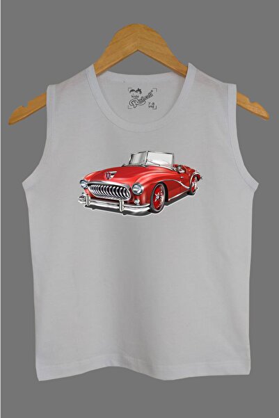 Raf Coll Dječji Pleteno bez rukava T-shirt crveni klasični automobil Digitaln...