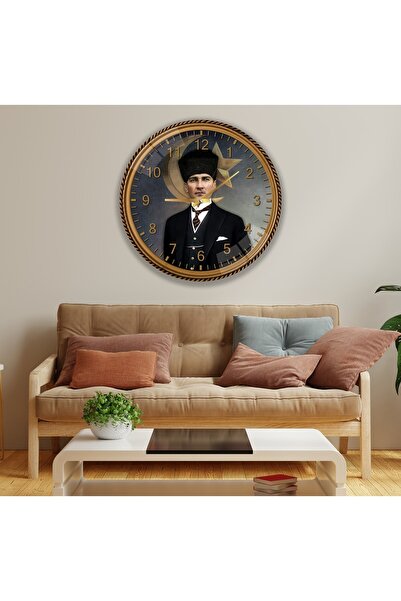 EMYA HOME Atatürk Cam Saat - 60 Cm