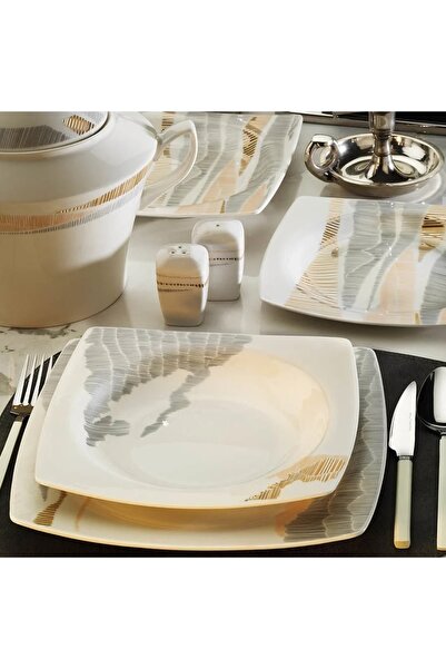 Kütahya Porselen Bone Mare 62 Parça Altın Fileli Yemek Takımı 12401