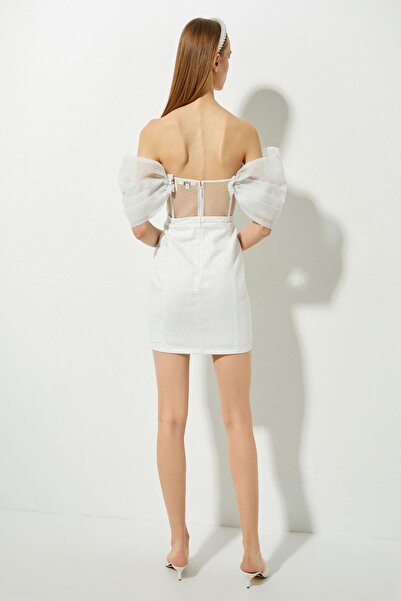 Koton Off-White-Kleid für Damen 2SAK80182FW