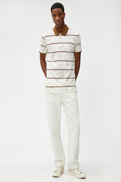Koton Men's Beige Patterned T-Shirt 3SAM10005MK