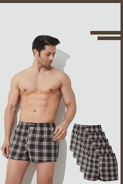 lux tornado Men's Poplin Boxers 5 Pack
