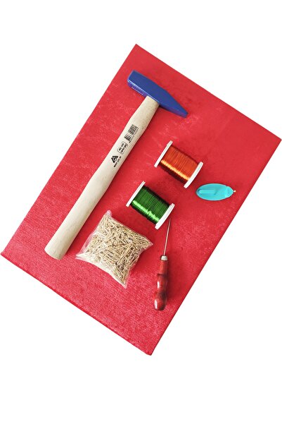 TUĞRA TABLO Filografi Set & Kumaş Kaplı Tahta Hazır Set Vav Kalıp