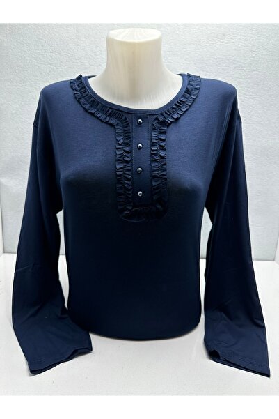 LÜKS MİRAYDA Self-Ruffled Lace Patterned Jewelled Lycra Summer Regular Fit Wo...