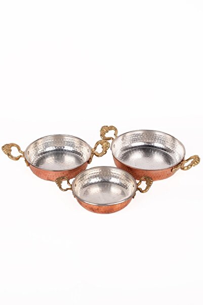 DMT COPPER HOME مجموعة مقلاة بيض أومليت نحاسية من Dmt Gaziantep مكونة من 3 قط...