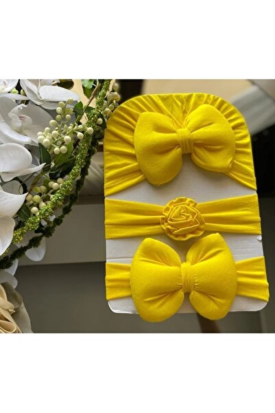Genel Markalar Kız Bebek Fiyonklu Bone Bandana 3'lü Set