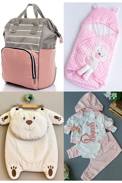 sahra bebek 4-Piece Baby Birth Set (baby Care Backpack, Hospital Exit, 100% Cotton Swaddle and Underlay Set)