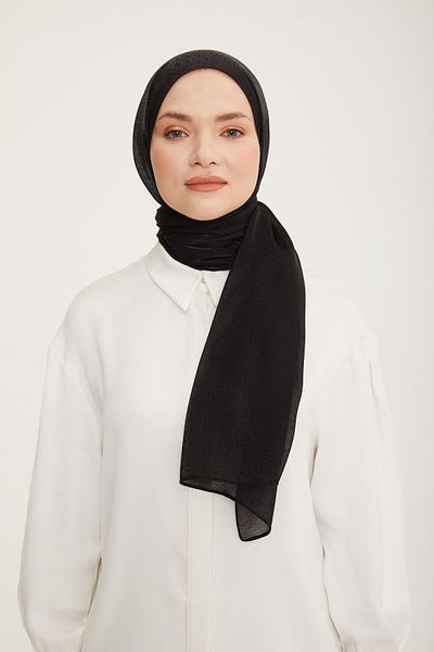 Armine Shiny Logo Detailed Shawl Black