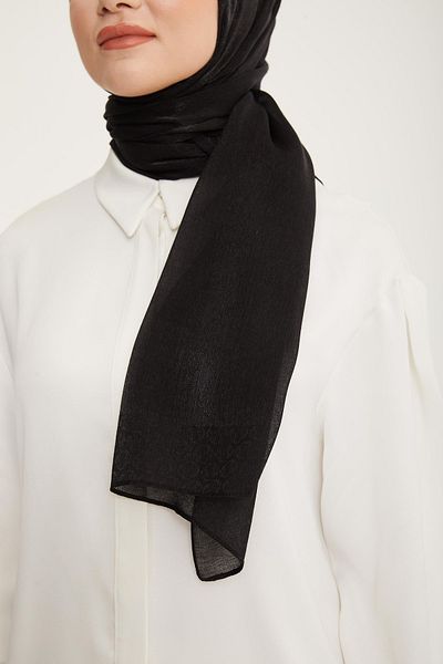 Armine Shiny Logo Detailed Shawl Black