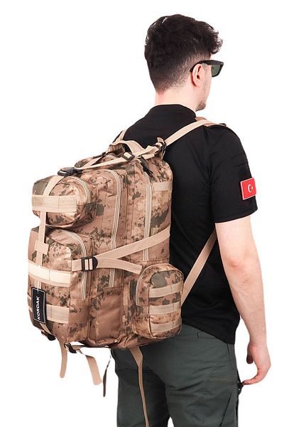 KORDAK Σακίδιο πλάτης Tactical 42 Lt Outdoor Beige Tactical με πλαϊνές τσέπες