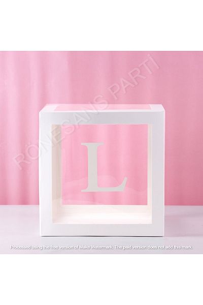 RÖNESANS PARTİ White Transparent Balloon Box with Letter L 25X25 cm