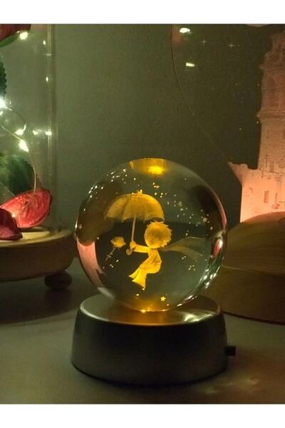MOBGİFT 3d Küçük Prens Temalı Işıklı Cam Küre