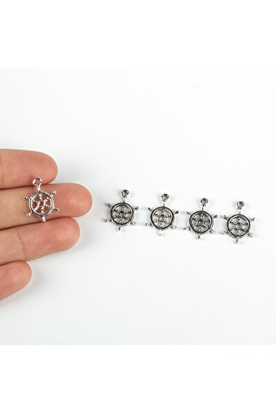 yfhobi 4 Adet - 18 Mm Dümen Desen Metal Uç, Takı Malzemesi, Boyalı Gümüş Kaplama