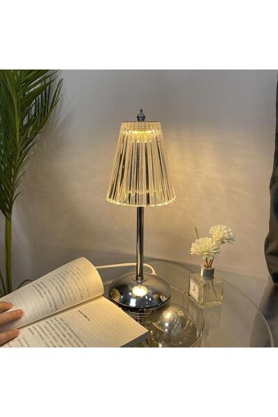 PİNK İTHALAT Abajur Kristal Elmas Masa Lambası Kumandalı Romantik Akrilik Led...