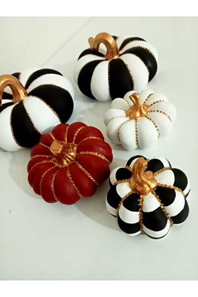 IremTasarimAtolyesi Kabak Seti 5li Dama Desen Dekoratif Obje Aksesuar El Boyama