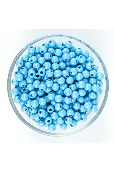 yfhobi 25 Gram - 6 Mm, Açık Mavi Renkli, Yuvarlak Takı Ve Süs Boncuğu 1.kalit...