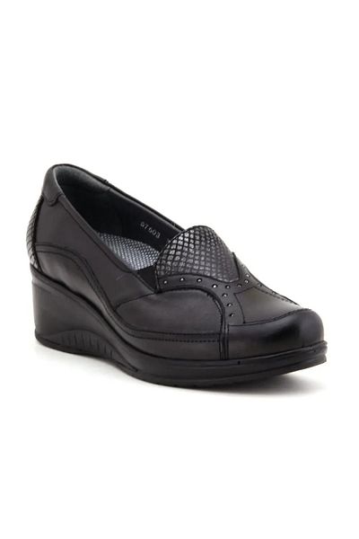 Forelli Pantofi de damă negri din piele anatomică Rosa-g, potriviti pentru proeminența osoasă 57603