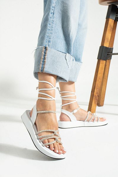 Neva'nın Butiği Women's Stripe Stone Detailed Lightweight Orthopedic String Stone Sandals