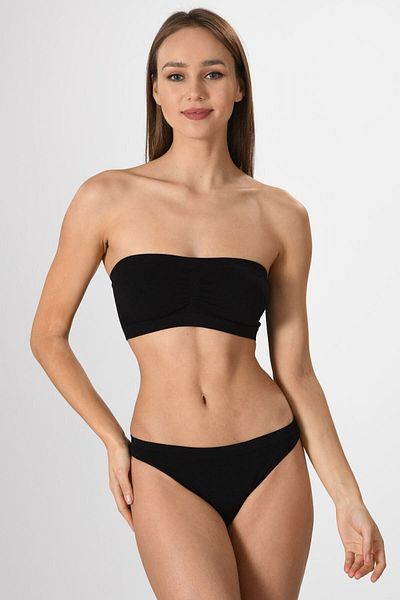 Miss Fit 11072 Straples Black Seamless Basic πλεκτό γυναικείο μπουστάκι - με μαξιλαράκι