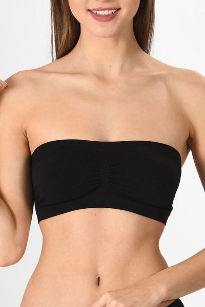 Miss Fit 11072 Straples Black Seamless Basic πλεκτό γυναικείο μπουστάκι - με μαξιλαράκι