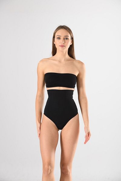 Miss Fit 1111 Women's Black Seamless Extra High Waist Silicone Stomach String 1 Size Slimming Panties Corset