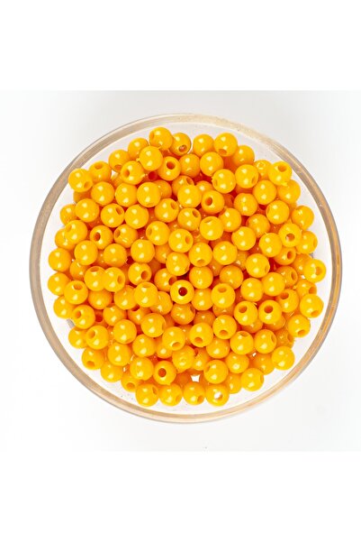 yfhobi 25 Gram - 6 Mm, Koyu Sarı Renkli, Yuvarlak Takı Ve Süs Boncuğu 1.kalit...
