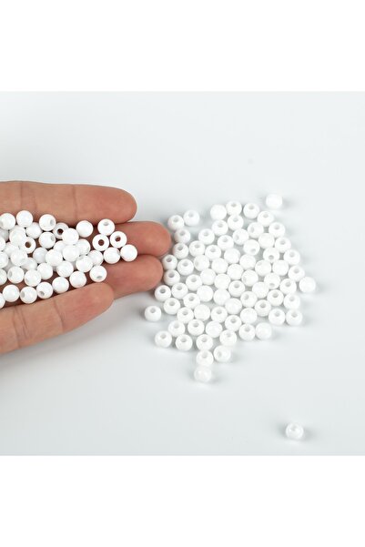 yfhobi 25 Gram - 6 Mm, Beyaz Renkli, Yuvarlak Takı Ve Süs Boncuğu, 1.kalite (...