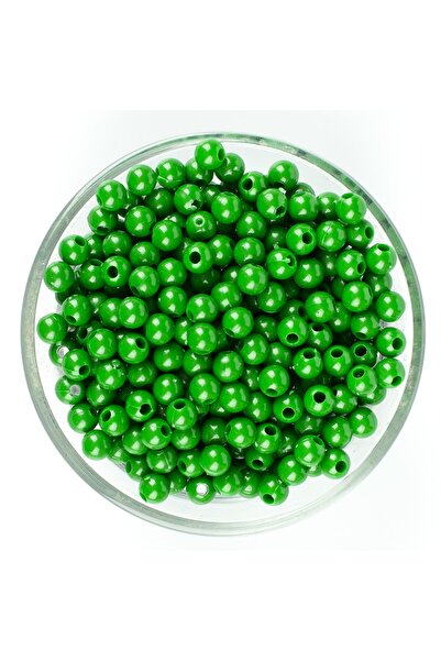 yfhobi 25 Gram - 6 Mm, Çimen Yeşil Renkli, Yuvarlak Takı Ve Süs Boncuğu 1.kal...