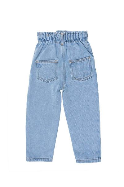 Leva Kids Three Buttoned Elastic Waist Ripped Knee Ice Blue Children's Jeans 2240