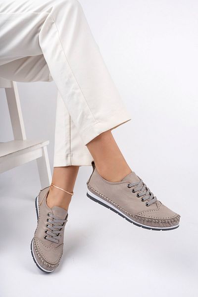 Deripabuc Genuine Leather Silver Women's Leather Casual Dp16-0062