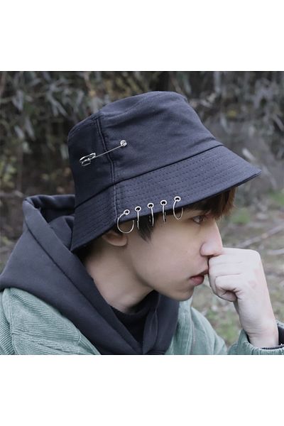 Kardelen Butik Denizli Hip Hop Metal Ring Fisherman Hat (For Women and Men)
